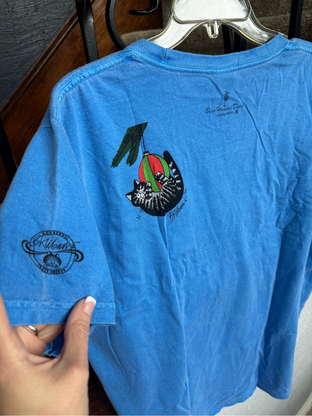NEW NWT XXL Blue 'Meowie Christmas' B. Kliban Hawaii Crazy Shirts Tee - Picture 7 of 10